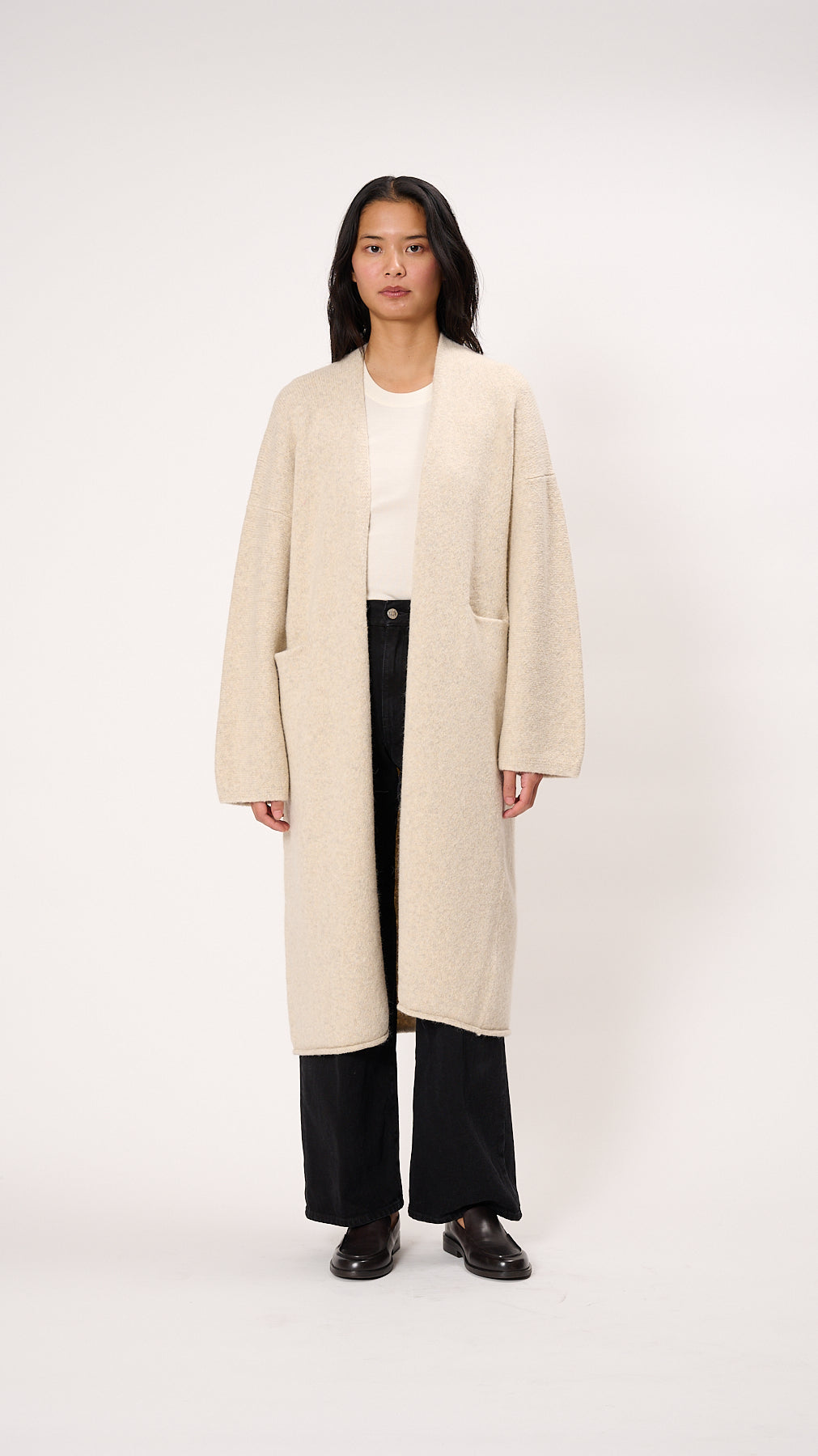 Lauren Manoogian Long Open Cardigan - Ecru | Garmentory 