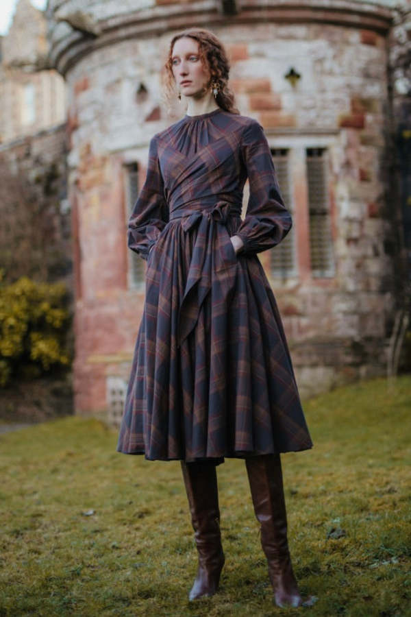 black knee length cocktail dress Camilla Petal Fabric polished finish Royal blue short sleeves Color:As Picture:Black/Burgundy AW25 RTW DROP 1