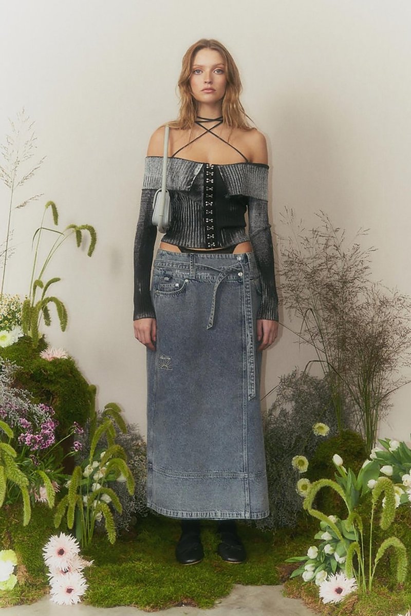 [House of Sunny] ハウスオブサニー スカート Skirt House of Sunny Low Rider Denim Skirt - Sunfade Denim