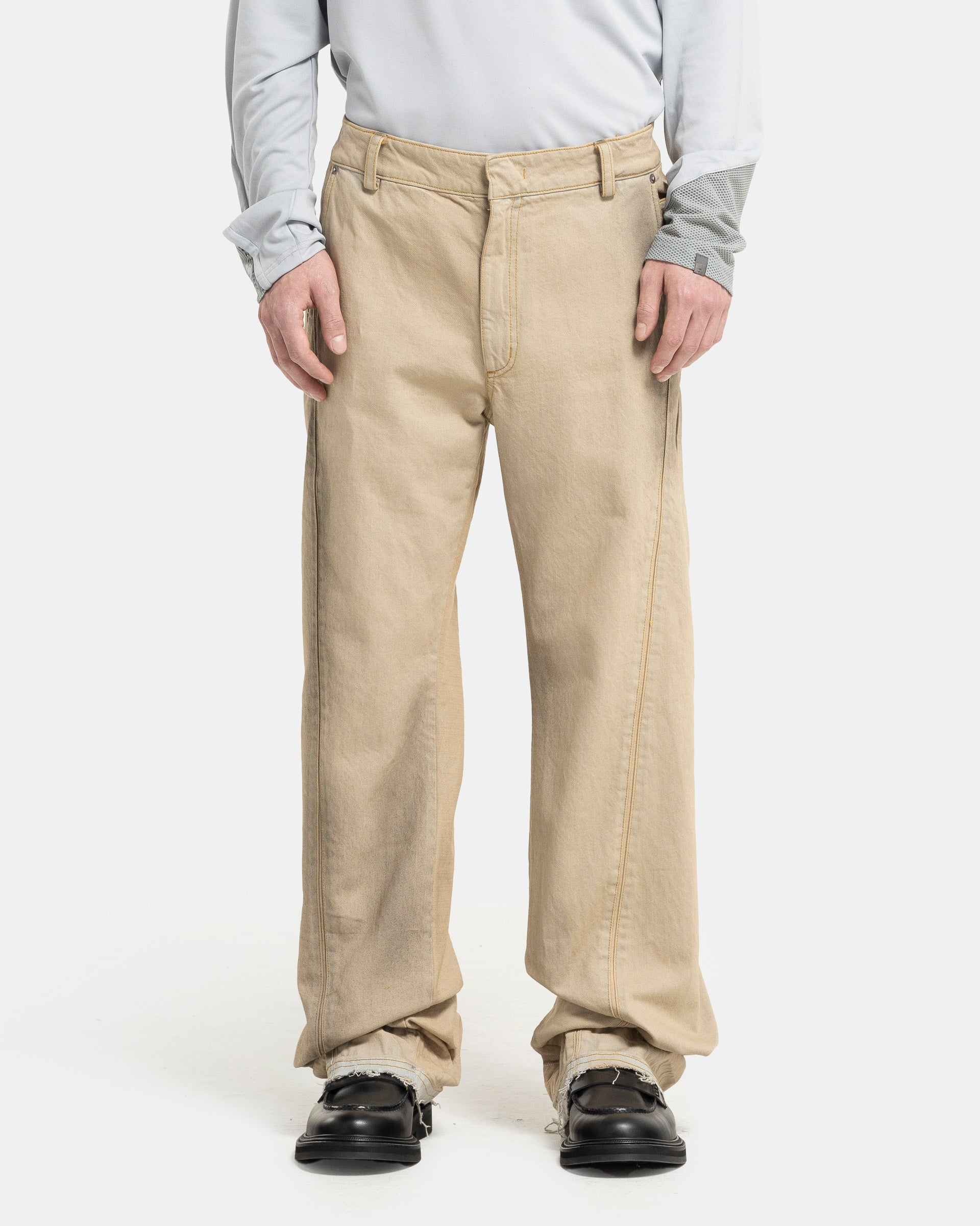 XLIM 06 Bleached Denim Trouser - Sand Beige | Garmentory
