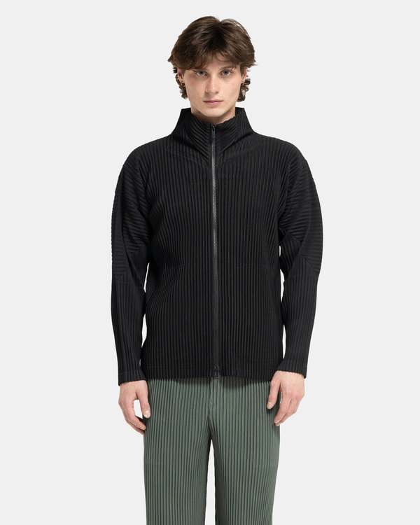 HOMME PLISSE ジャケット Basic-Pleated-Jacket-in-Black-