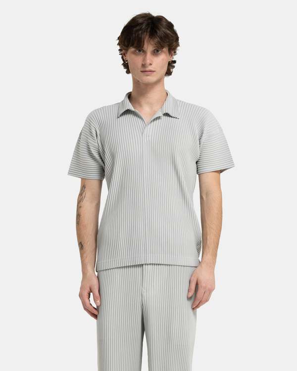 HOMME PLISSE ISSEY MIYAKE Basic Pleated Polo Shirt - Light Grey