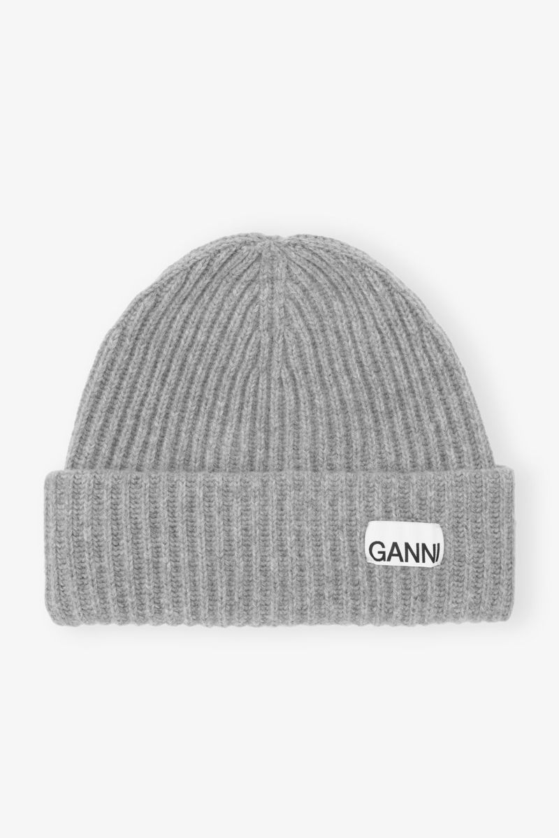 ベレー帽 Ganni Cappello In Lana Ganni structured rib beanie wool kalamata olive green | Pipe