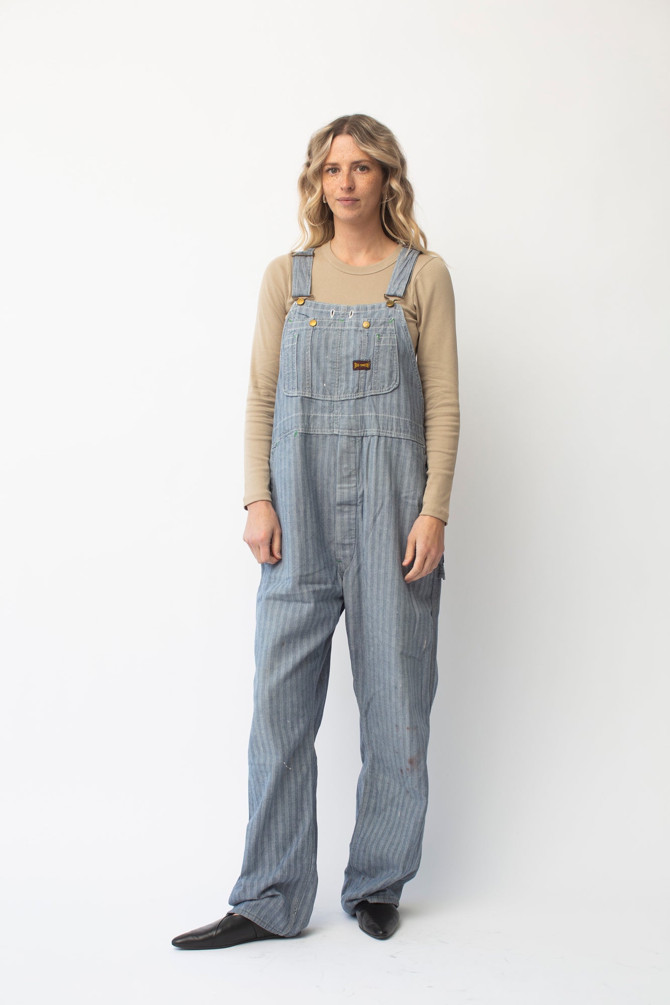 Preservation Vintage Fisher Stripe Big Smith Overalls - Blue