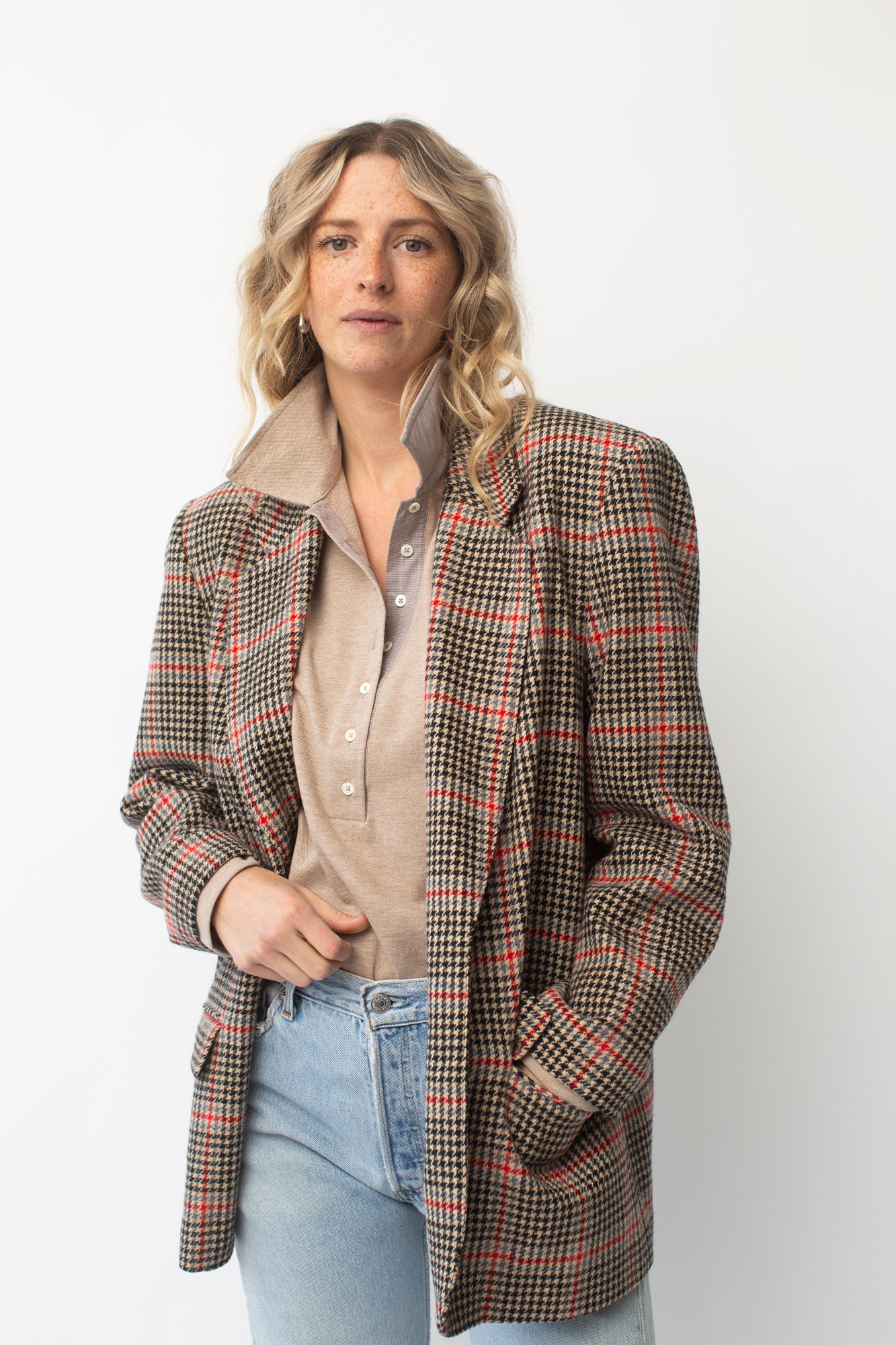 Grey & Black Houndstooth Blazer main image 1