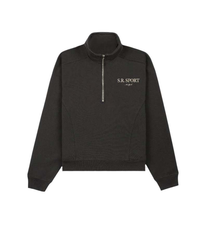 SPORTY & RICH S.R. Sport Quarter Zip - Faded Black | Garmentory
