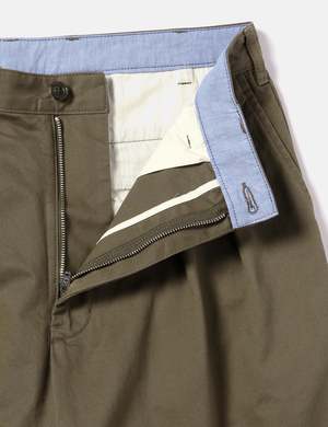 Beams Plus 2 Pleat Twill Trousers - Olive Green | Garmentory
