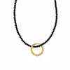 Hermina Athens Golden Full Moon Charm with Black Crystal Glass Necklace - Black/Gold - Thumbnail 2