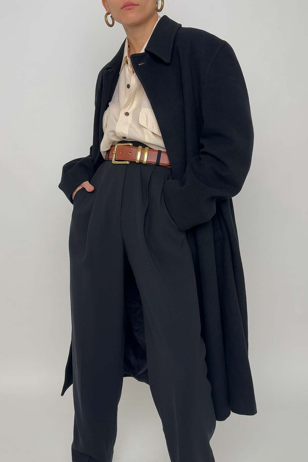 Vintage 90s Wool Coat - Onyx | Garmentory