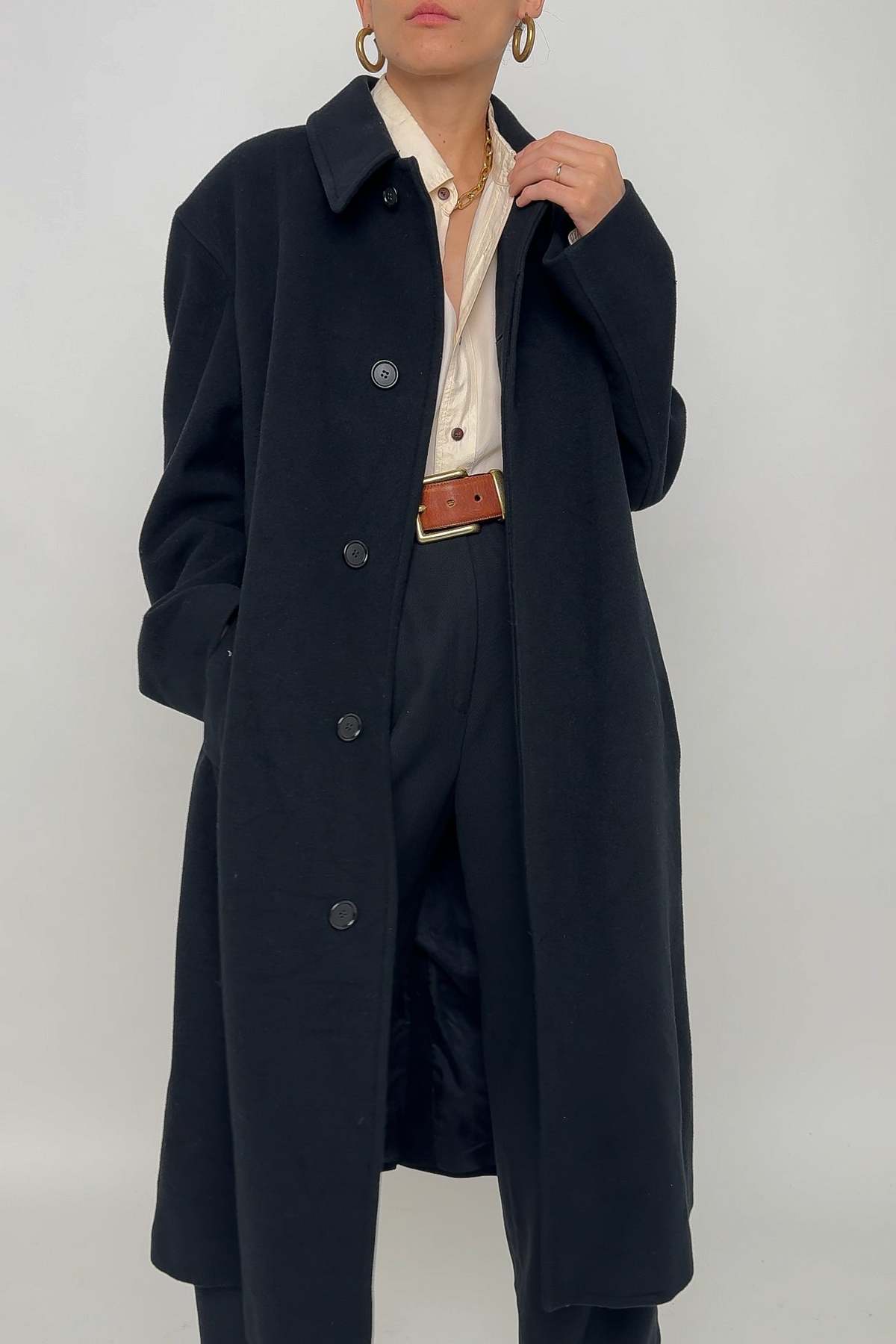Vintage 90s Wool Coat - Onyx | Garmentory