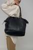 Vintage Leather Hand and Shoulder Bag - Obsidian - Thumbnail 1