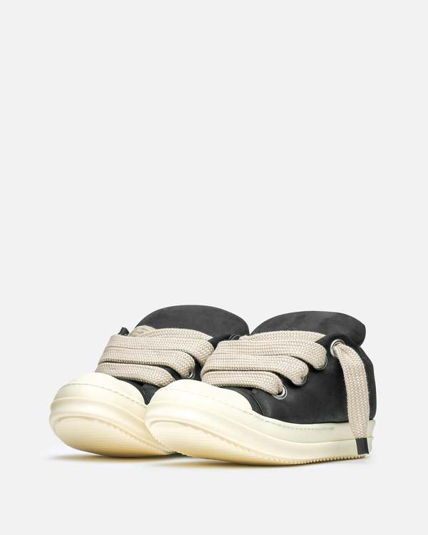 Rick Owens Jumbo Lace Padded Low Sneakers - Black/Milk | Garmentory