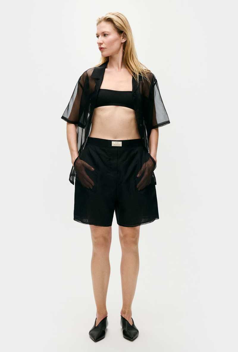 Silk Laundry Organza Boxer Shorts - Black Silk Laundry Organza Boxer Shorts - Black