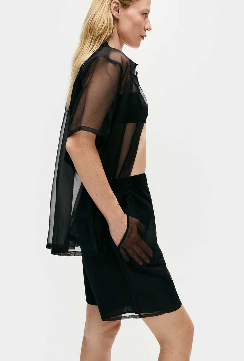 Silk Laundry Organza Boxer Shorts - Black Silk Laundry Organza Boxer Shorts - Black