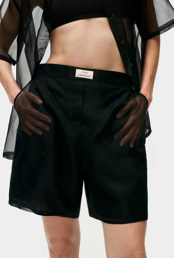 Silk Laundry Organza Boxer Shorts - Black Silk Laundry Organza Boxer Shorts - Black