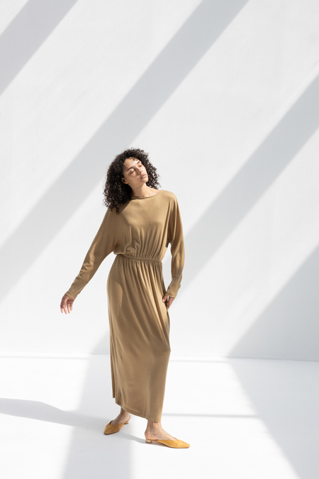 BLACK CRANE LONG LINEN DRESS | Garmentory