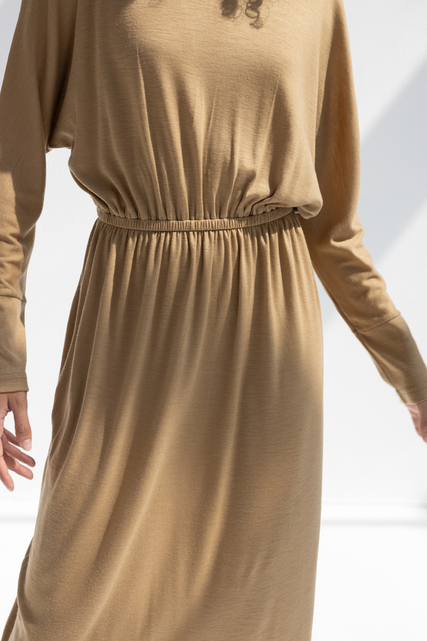 Black Crane Wool I-dress - Camel | Garmentory