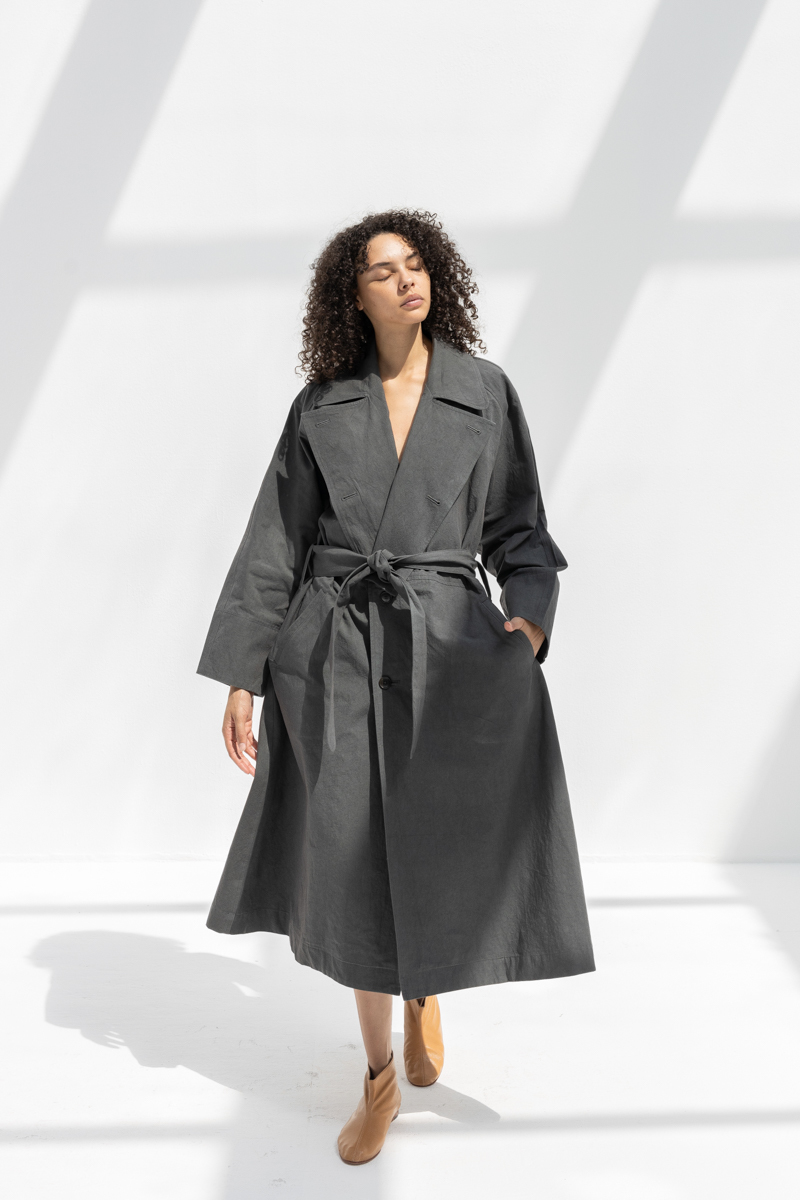 Black Crane Long Coat - Slate Black Crane Long Coat - Slate