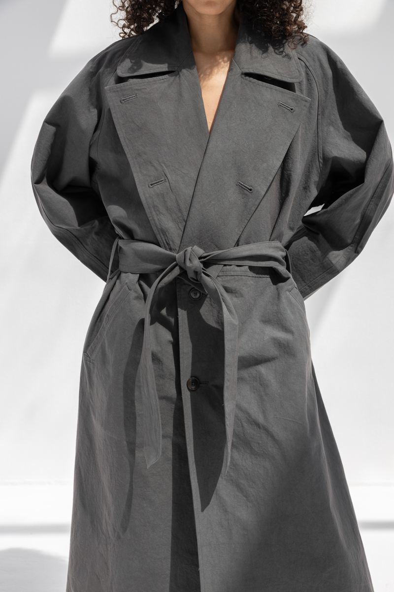 Black Crane Long Coat - Slate Black Crane Long Coat - Slate