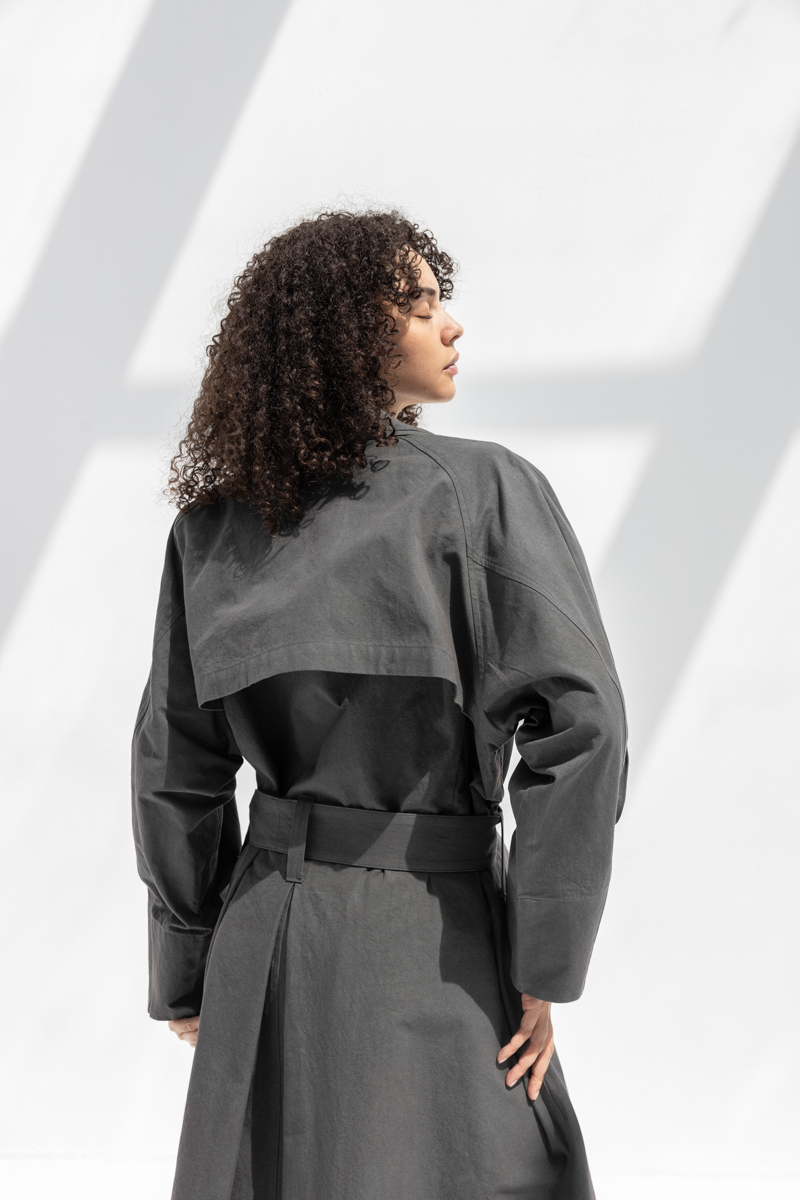 Black Crane Long Coat - Slate Black Crane Long Coat - Slate