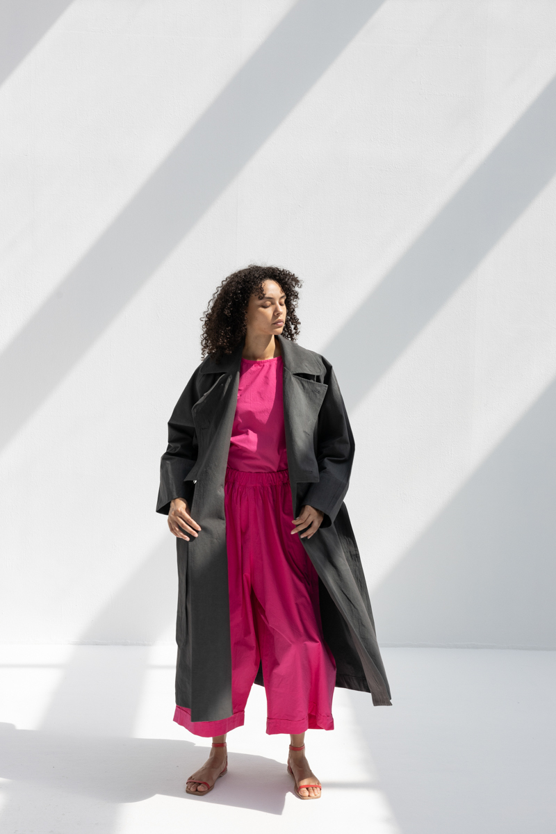 Black Crane Long Coat - Slate Black Crane Long Coat - Slate