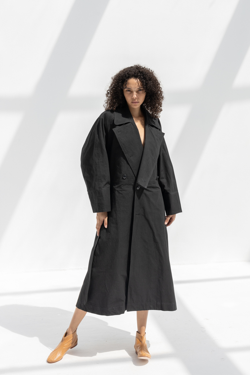 Black Crane Long Coat - Black Black Crane Long Coat - Black
