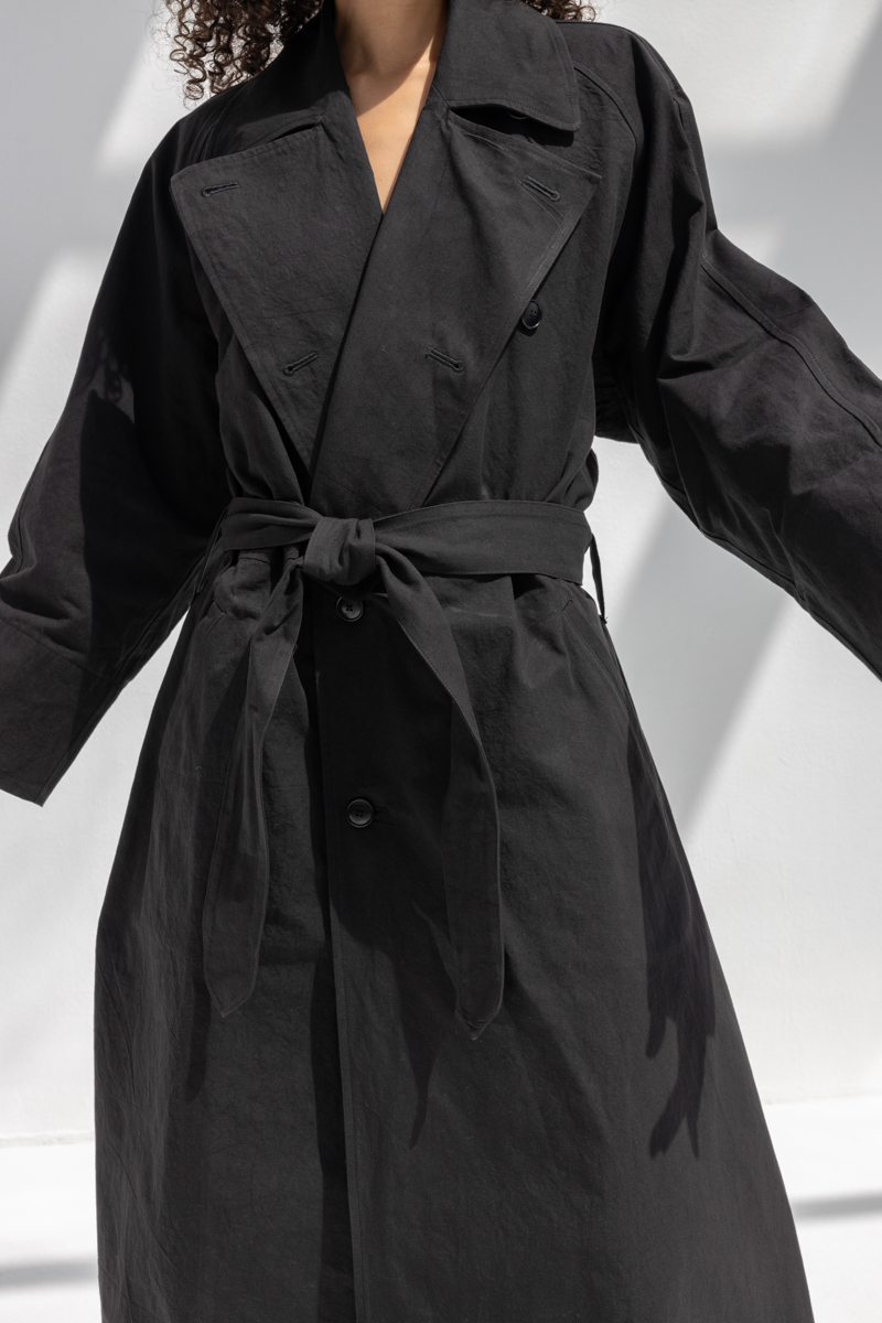 Black Crane Long Coat - Black Black Crane Long Coat - Black