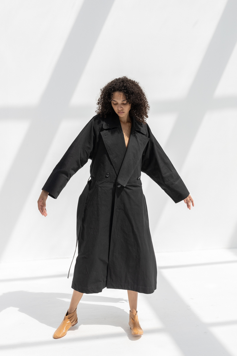 Black Crane Long Coat - Black Black Crane Long Coat - Black