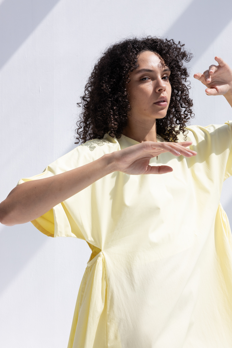 Black Crane Star Neck Dress - Lemon Black Crane Star Neck Dress - Lemon