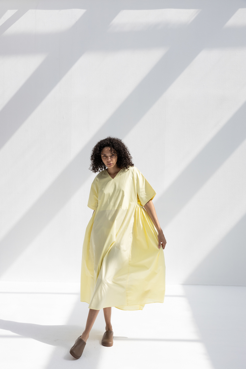 Black Crane Star Neck Dress - Lemon Black Crane Star Neck Dress - Lemon