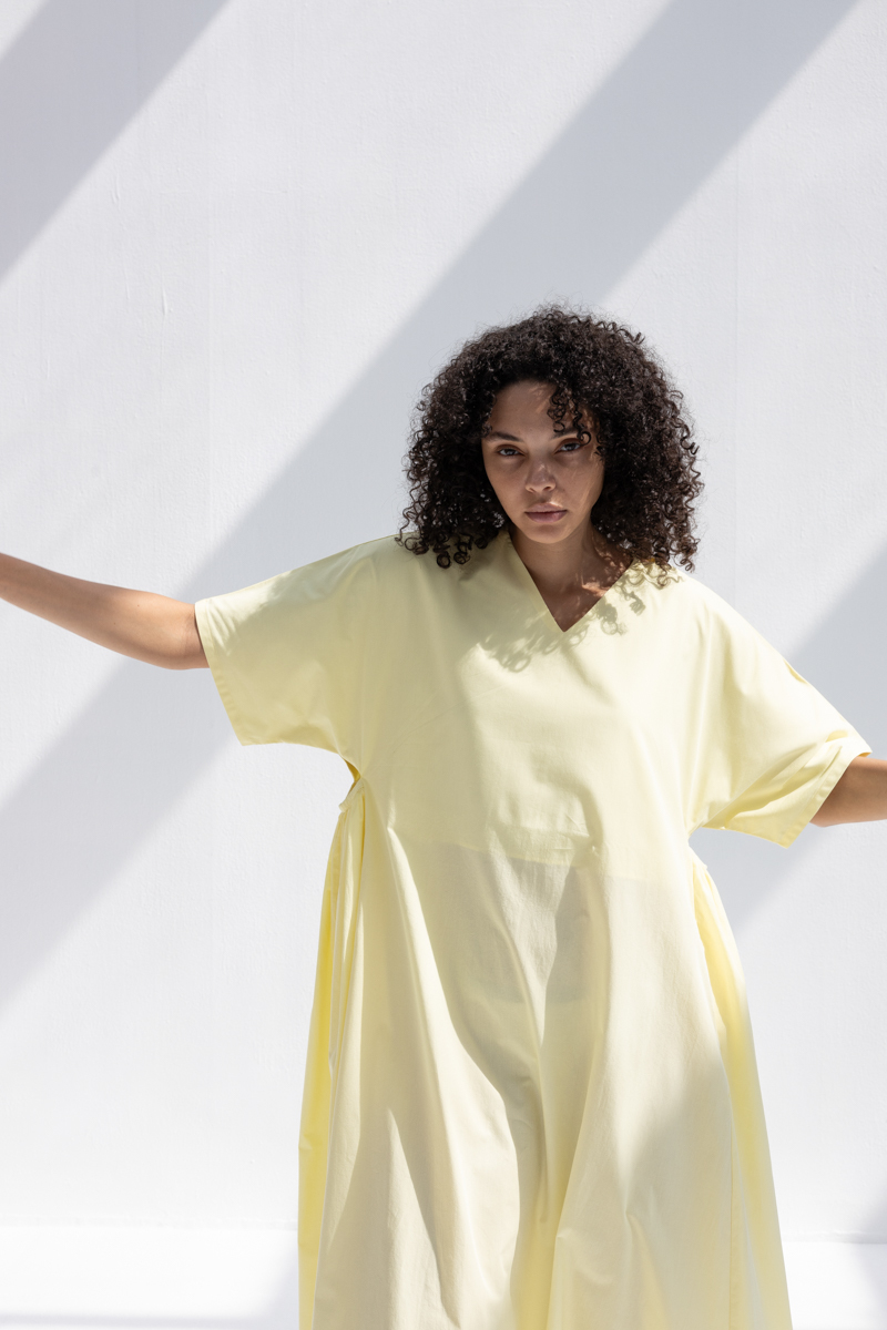 Black Crane Star Neck Dress - Lemon Black Crane Star Neck Dress - Lemon