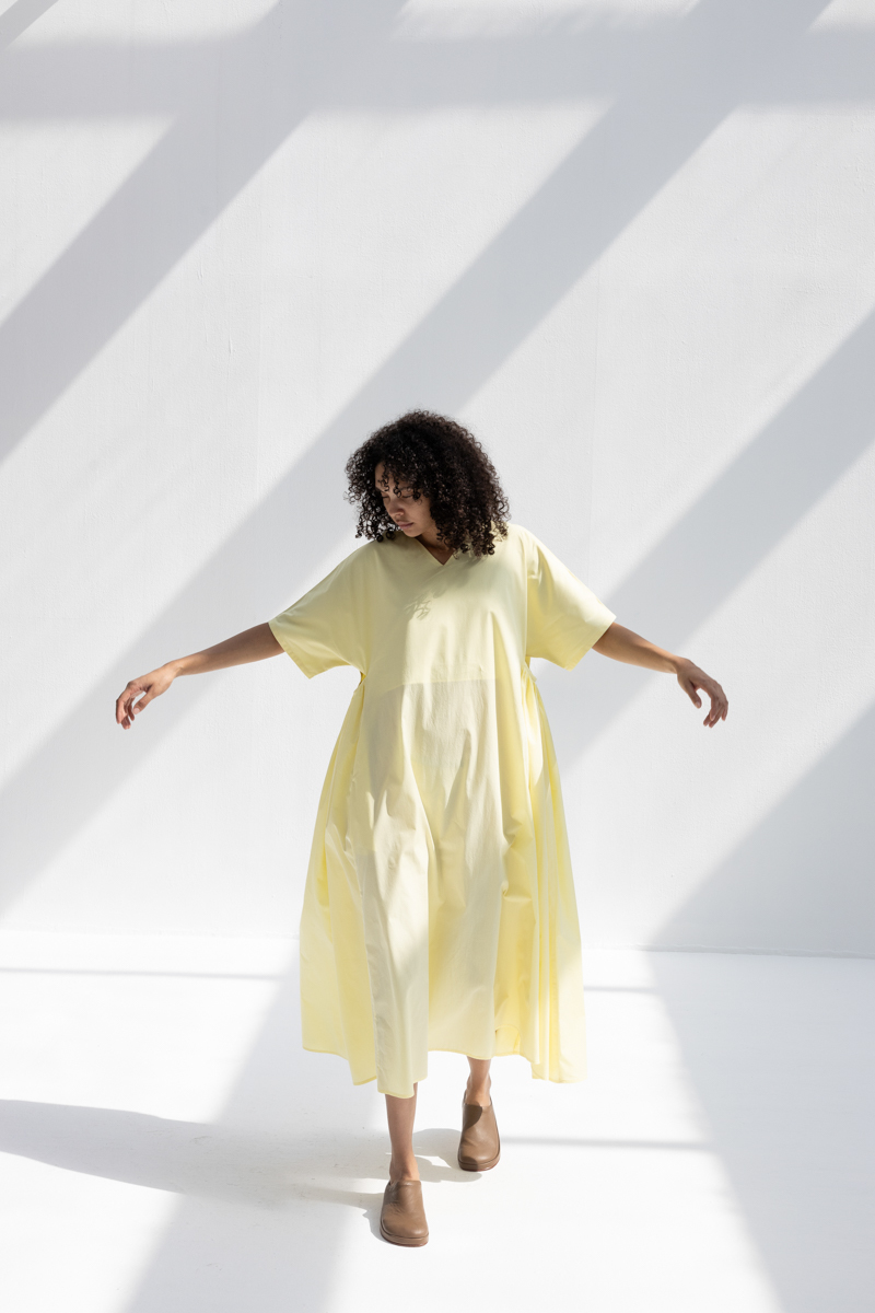 Black Crane Star Neck Dress - Lemon Black Crane Star Neck Dress - Lemon