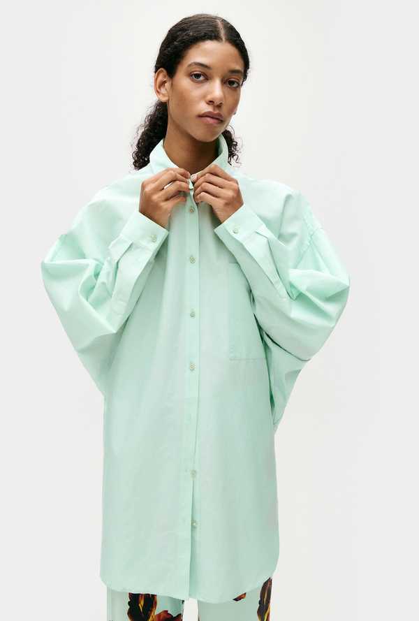 Silk Laundry Cotton Silk Round Shirt - Dew