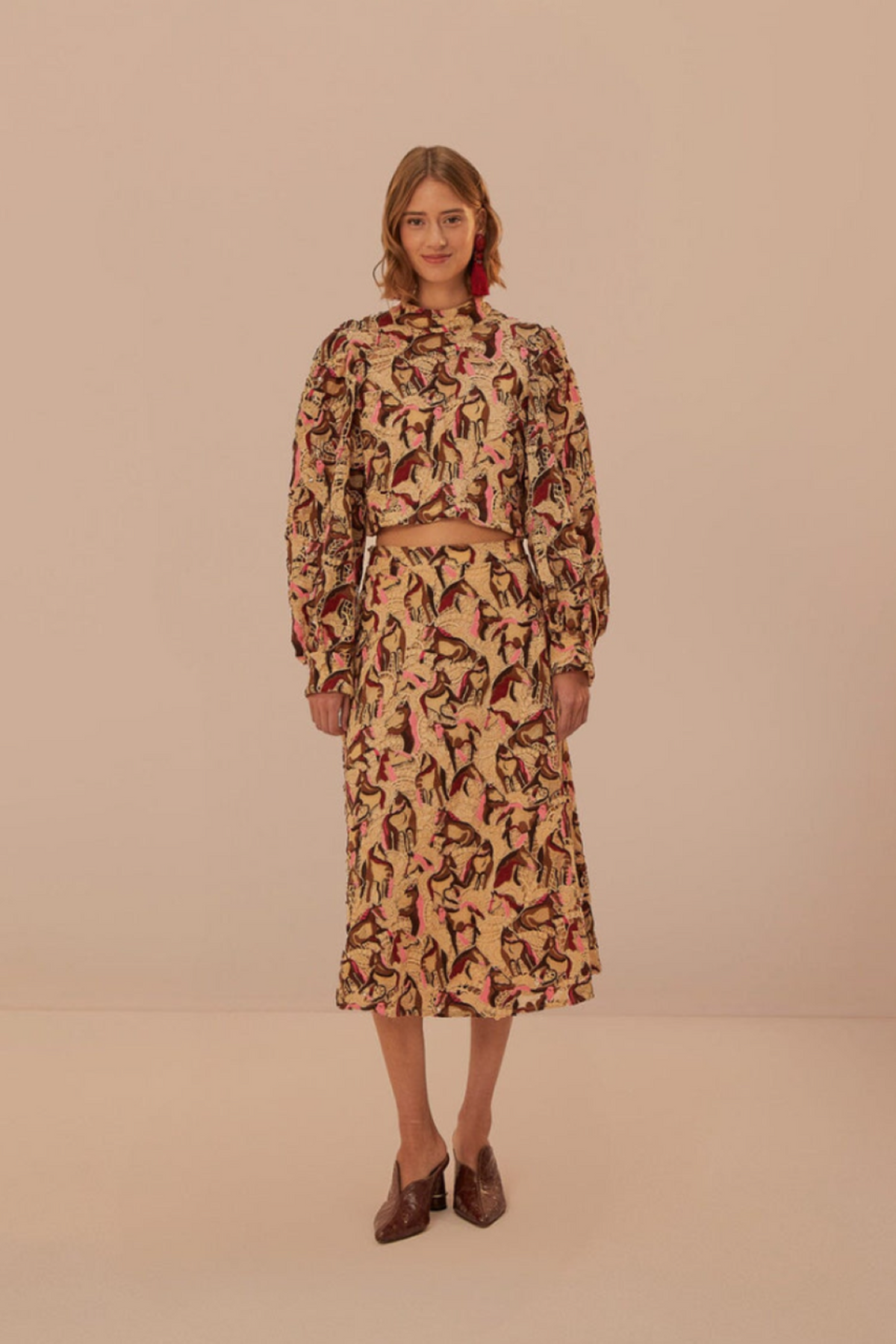 Farm Rio Guipre Midi Skirt - Cream Horses | Garmentory Farm Rio Guipre Midi Skirt - Cream Horses | Garmentory