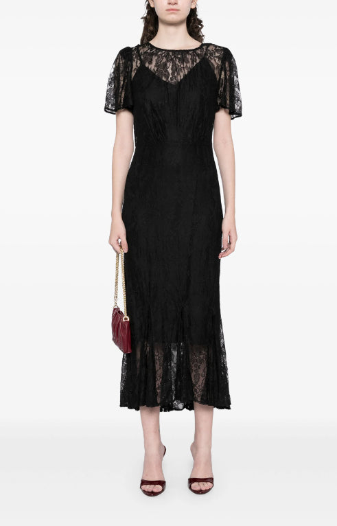 Rhode Resort Arabella Lace Midi Dress - Ink Lyon Lace