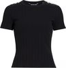 Veronica Beard Draya Rhinestone Button Tee - Black - Thumbnail 1