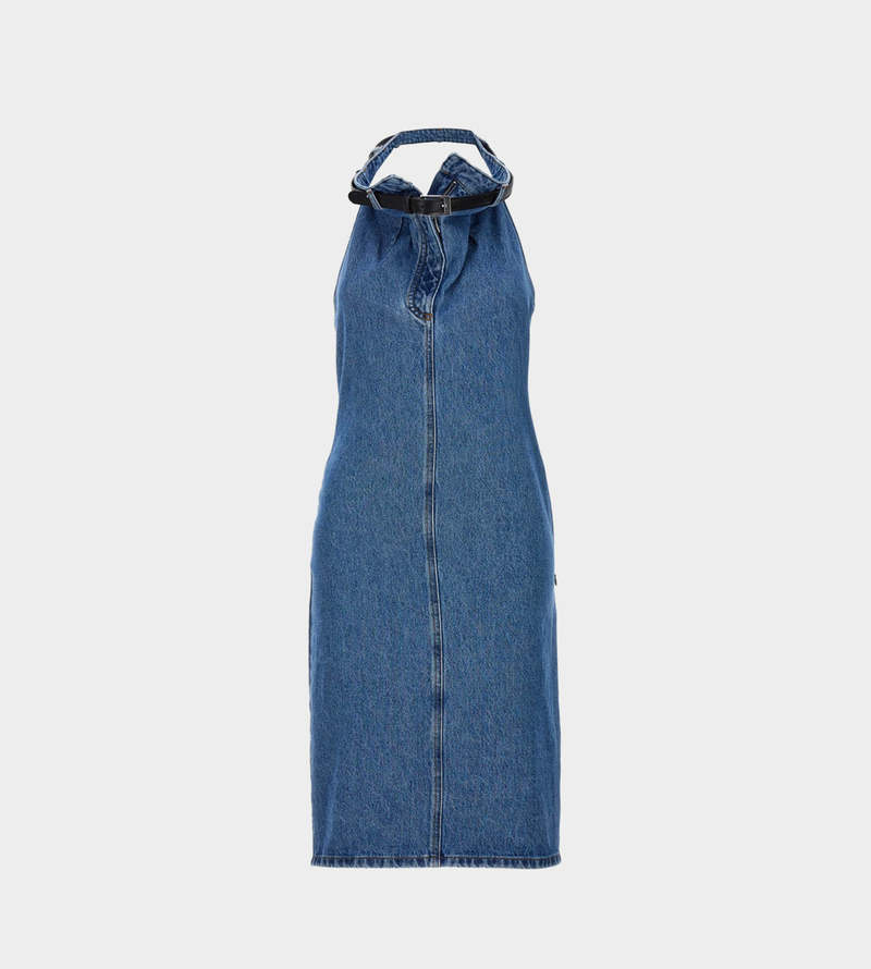 Coperni Belt Halter Neck Dress - Washed Blue