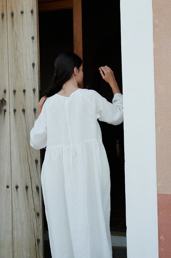 Linenfox Margo Linen Dress Milky White