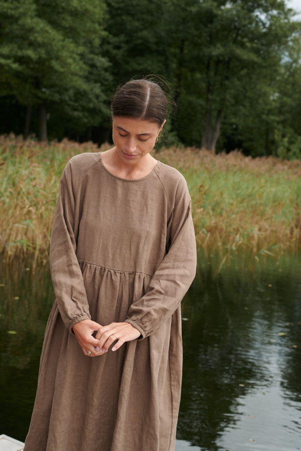 Linenfox Margo Linen Dress - Cacao