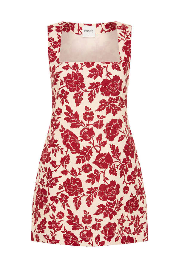 Posse Alice Mini Dress - Deep Red/Oat | Garmentory Posse Alice Mini Dress - Deep Red/Oat | Garmentory
