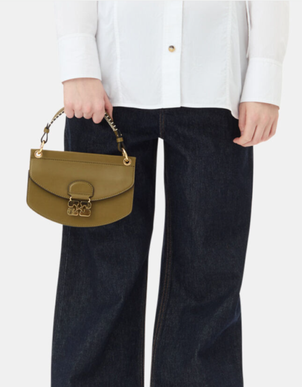 Ganni Mini Top-Handle Apo-G Bag - Military Olive | Garmentory Ganni Mini Top-Handle Apo-G Bag - Military Olive | Garmentory