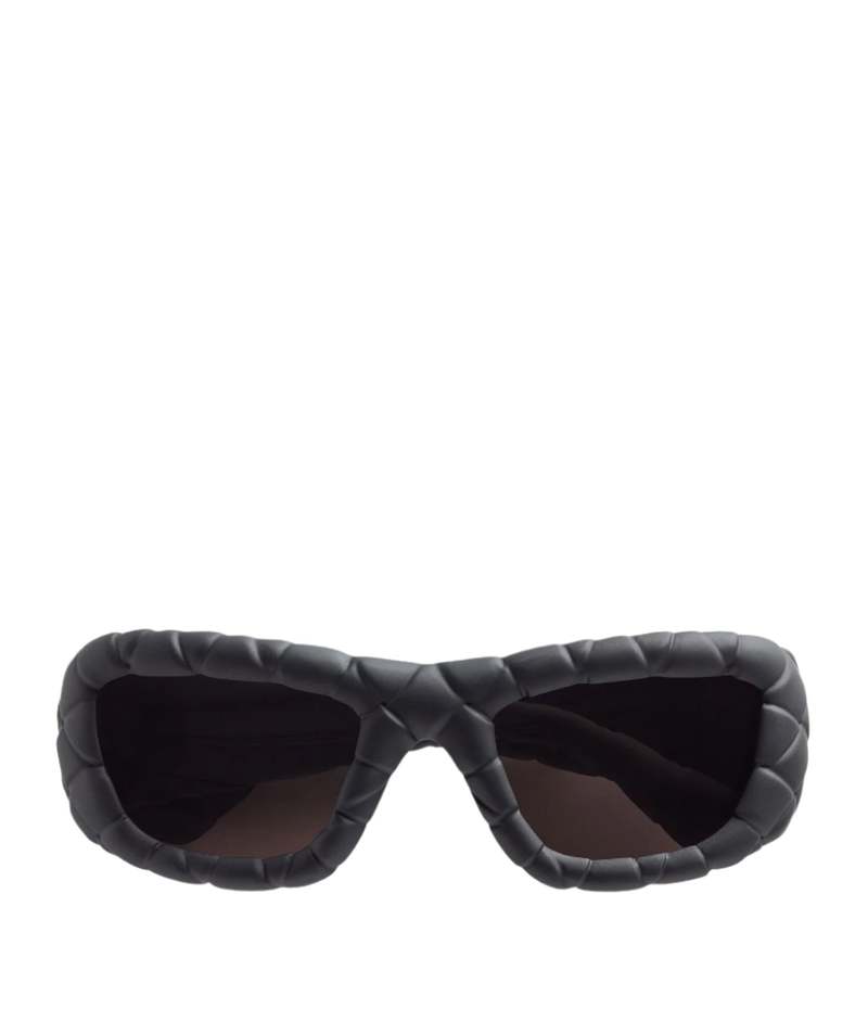 BOTTEGA VENETA Intrecciato Rectangular Sunglasses - Black/Grey