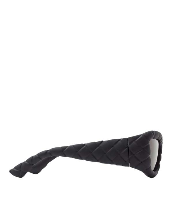 BOTTEGA VENETA Intrecciato Rectangular Sunglasses - Black/Grey