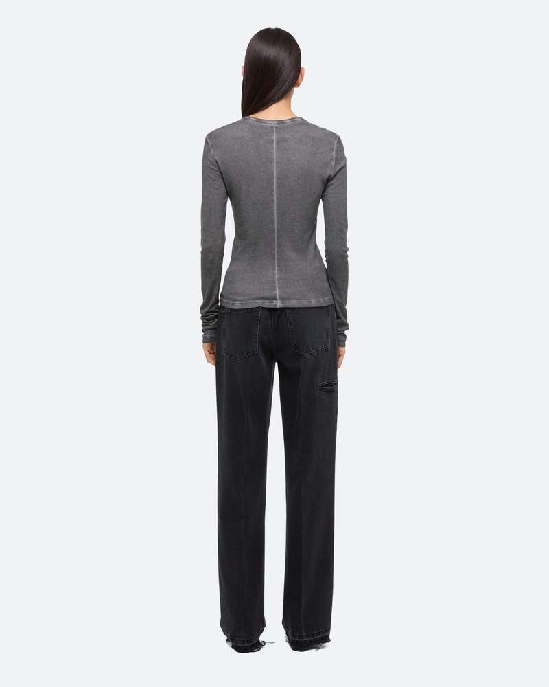 Helmut Lang Garment Dyed LS Tee - Gunmetal | Garmentory