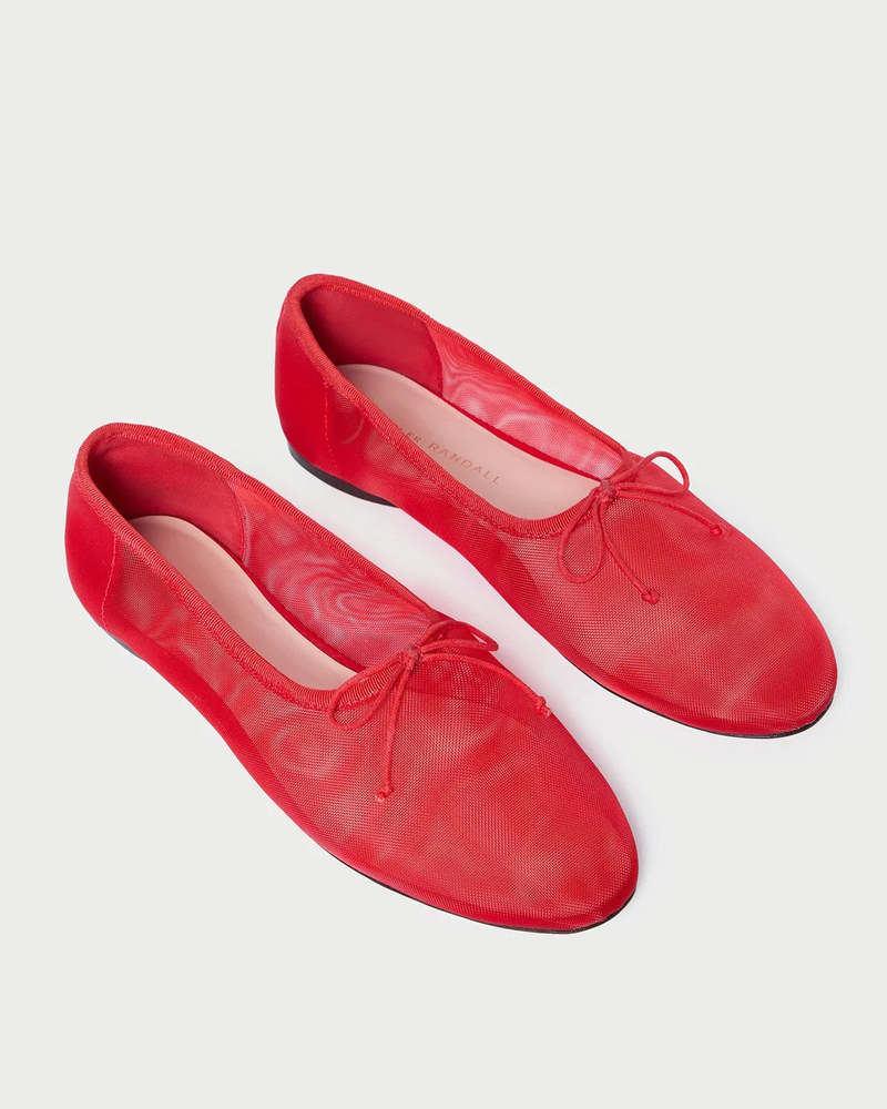 Loeffler Randall Landon Red Mesh Ballet Flat Shoes Red