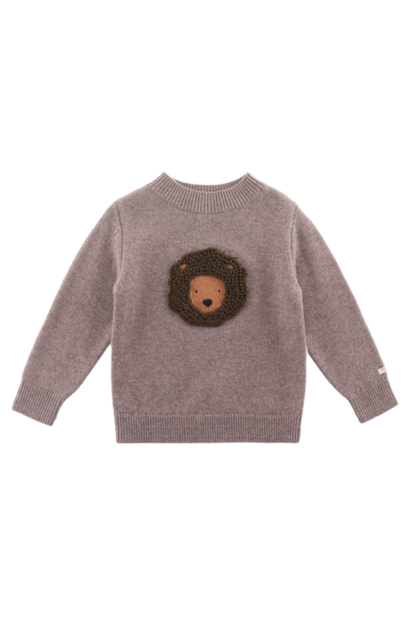Kids Donsje Denn Merino Wool Sweater - Dark Taupe Melange
