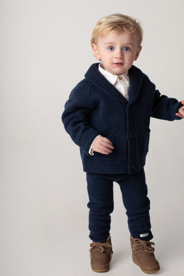 Kids Donsje Trig Merino Wool Trousers - Blue Marine Melange