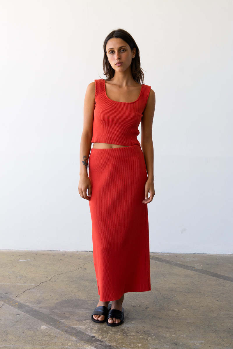 Waltz Ribbed Knit U Neck Tank - Grenadine Waltz Ribbed Knit U Neck Tank - Grenadine