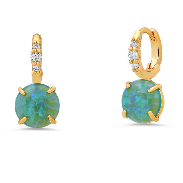 Tai CZ Huggie With Solitaire - Opal