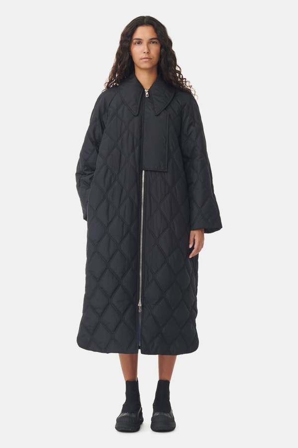 Ganni Ripstop Quilt Coat - Black | Garmentory